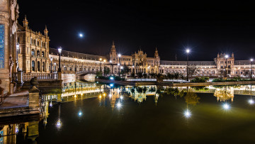 Картинка seville города севилья+ испания ночь дворец площадь
