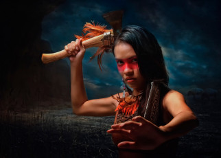 Картинка разное компьютерный+дизайн перья индианка девушка дикий запад тропа войны томогавк