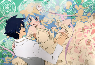 Картинка аниме tengen+toppa+gurren-lagann принцесса simon голубые волоса оборки