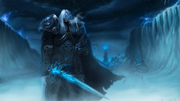 Картинка видео+игры world+of+warcraft +wrath+of+the+lich+king лич воин король меч скалы