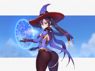Картинка аниме genshin+impact девушка шляпа магия