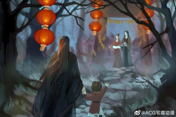 Картинка аниме mo+dao+zu+shi вэй усянь а-юань вэнь цин нин ворота фонари