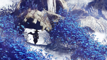 Картинка аниме пейзажи +природа человек цветы кости
