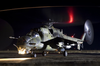 Картинка ми 24 авиация вертолёты ночь поле вертолет боевой
