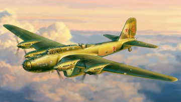 Картинка пе авиация 3д рисованые graphic четырехмоторный советский тяжелый бомбардировщик дальний