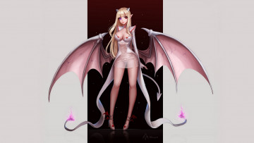 Картинка аниме ангелы +демоны демон девушка крылья фантастика
