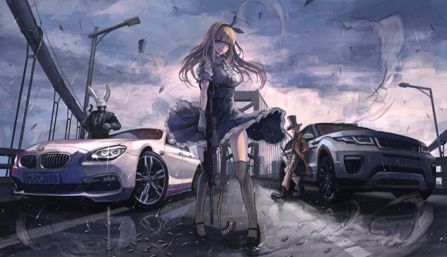 Обои картинки фото аниме, alice in wonderland, машины, алиса