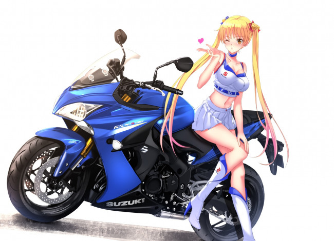 Обои картинки фото аниме, bakuon, девушка, мотоцикл