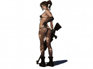 Картинка рисованное люди винтовка взгляд фон девушка