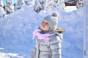 Картинка календари дети снег одежда зима девочка шапка
