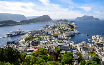 Картинка города олесунн+ норвегия панорама