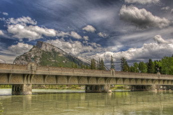 Картинка канада альберта банф города мосты мост река