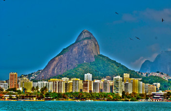 обоя города, рио, де, жанейро, бразилия, гора, океан, здания