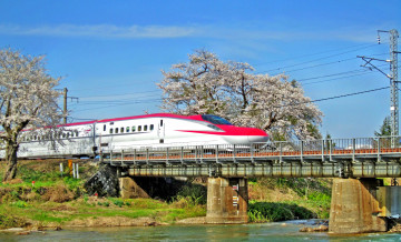 Картинка техника поезда река скоростной поезд жележная дорога мост