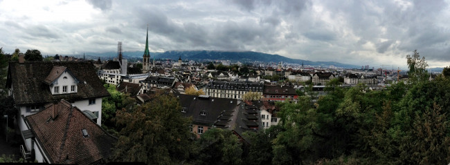 Обои картинки фото города, цюрих, швейцария, панорама, вид, сверху
