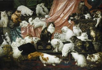 обоя рисованное, животные,  коты, кошки, коты