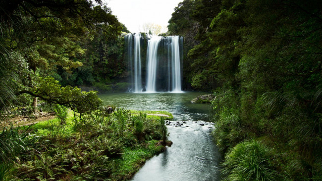 Обои картинки фото природа, водопады, скандинавский, полуостров, новая, зеландия, водопад, фангареи