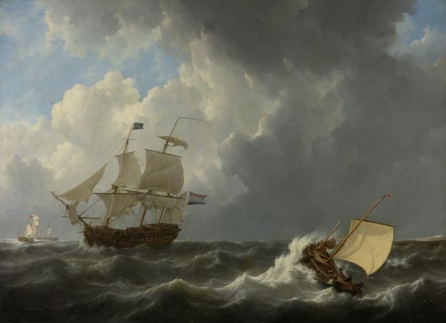 Обои картинки фото рисованное, живопись, лодка, корабль, парусники, море