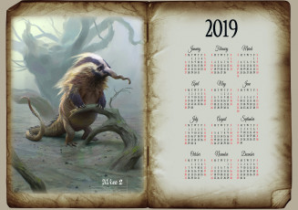 обоя календари, фэнтези, книга, существо, животное