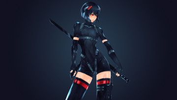 Картинка аниме оружие +техника +технологии фон девушка меч униформа
