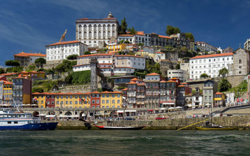 Картинка города порту+ португалия река здания суда