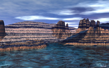 Картинка 3д графика nature landscape природа горы вода
