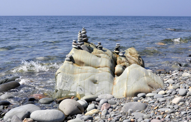 Обои картинки фото природа, камни, минералы, океан, пляж, галька
