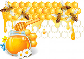 обоя векторная графика, еда, пчелы, мед