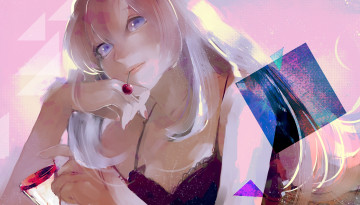 Картинка аниме vocaloid арт треугольники квадрат вишня девушка