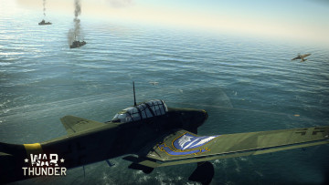 Картинка видео+игры war+thunder +world+of+planes море полет корабли самолеты