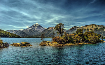Картинка природа реки озера обработка островок горы озеро аргентина