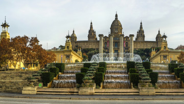 Картинка города барселона+ испания фонтаны