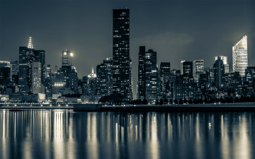 Картинка города нью-йорк+ сша дома огни река