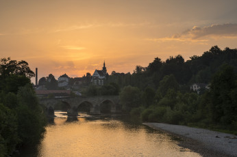 Картинка bischofszell switzerland города мосты река закат мост швейцария