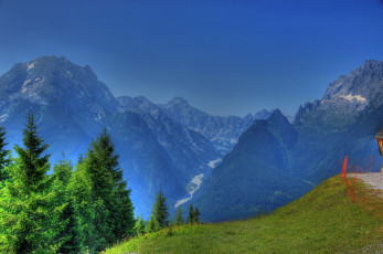 Картинка германия бавария рамзау природа горы дымка деревья