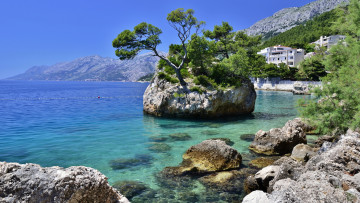 Картинка хорватия op& 263 ina brela природа побережье море