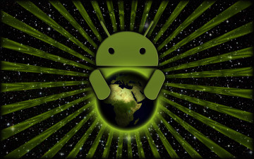 Картинка компьютеры android логотип зеленый лучи