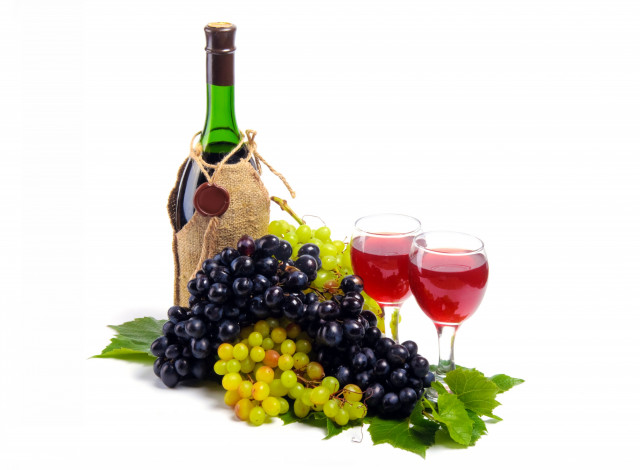 Обои картинки фото еда, напитки, вино, виноград, бокалы