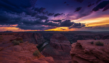 Картинка природа горы колорадо скалы сша аризона пейзаж гранд каньон colorado horseshoe bend arizona закат облака
