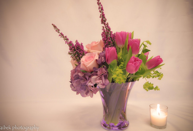 Обои картинки фото цветы, букеты,  композиции, тюльпаны, гортензия
