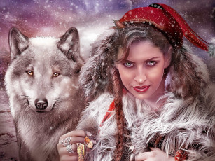 Картинка фэнтези красавицы+и+чудовища волк девушка взгляд