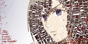 Картинка аниме shingeki+no+kyojin взгляд лицо девушка mikasa ackerman надписи