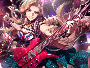 Картинка аниме furyou+michi+gang+road девушка гитара