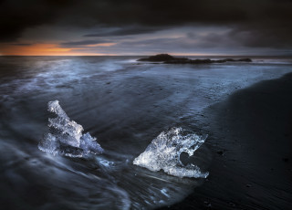 Картинка природа моря океаны берег ночь лед горизонт море