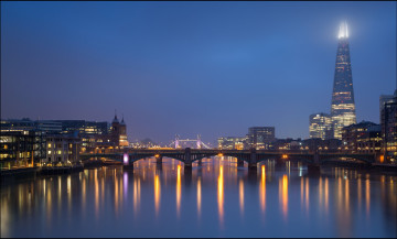 Картинка города -+огни+ночного+города мост река англия темза огни лондон ночь