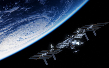 Картинка космос космические+корабли +космические+станции станция земля планета мкс