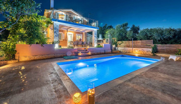 Картинка города -+здания +дома вилла вечер бассейн греция освещение архитектура терраса greece zakynthos villa antonio