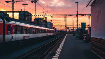 Картинка техника поезда железная дорога железнодорожные пути поезд вокзал закат небо швейцария городской спокойный вечер