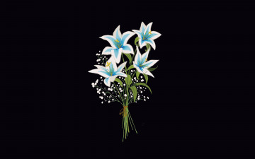 Картинка рисованное цветы лилии букет