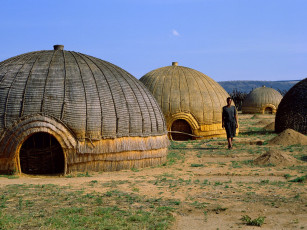 обоя zulu, huts, south, africa, разное, сооружения, постройки